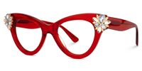 Farai - Cat Eye Red Eyeglasses | Vooglam Front View