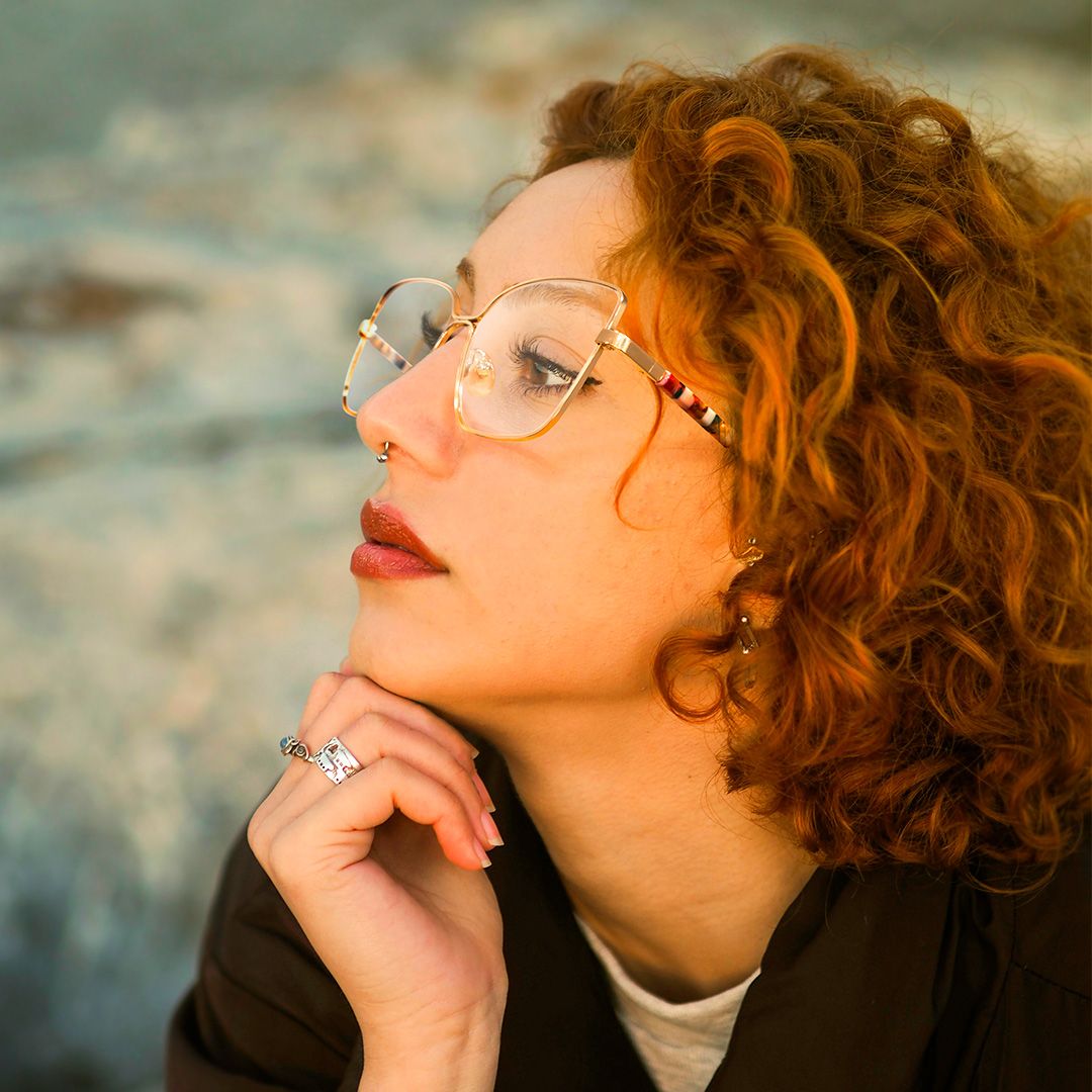 Briar - Square Gold Eyeglasses | Vooglam On Model