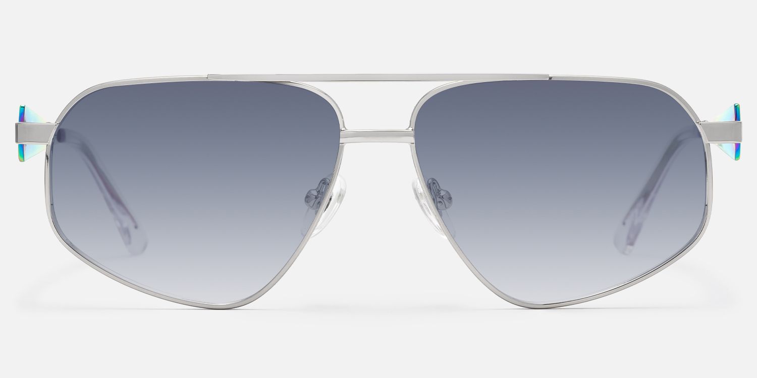 Solara - Aviator Silver Sunglasses | Vooglam Angle View