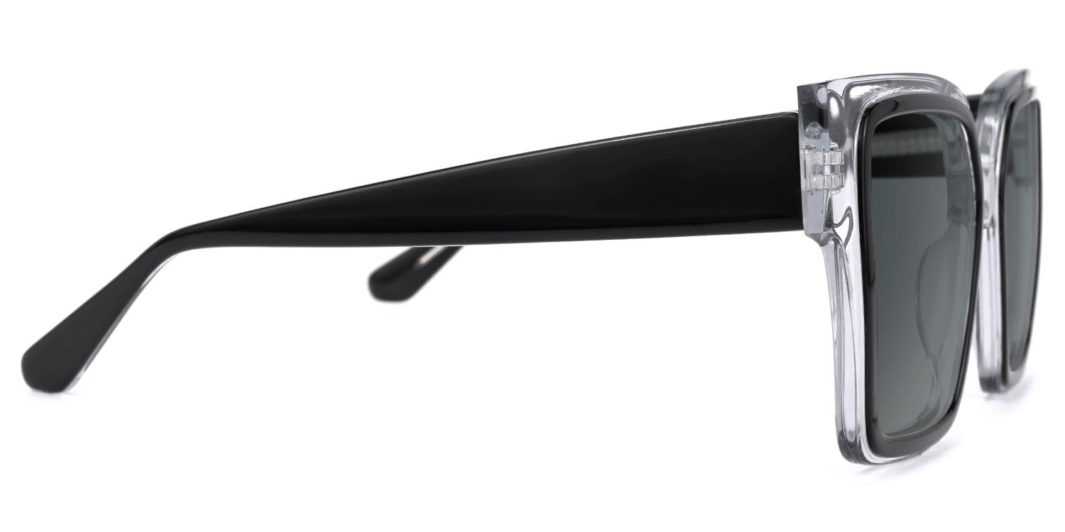 Huffman - Square Black/Crystal Sunglasses by Vooglam - Product View 4