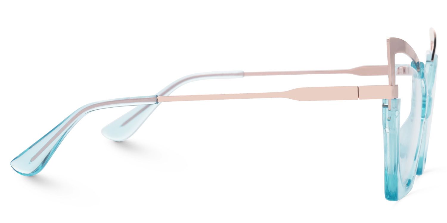 Emiko - Cat Eye Blue Eyeglasses by Vooglam - Product View 4