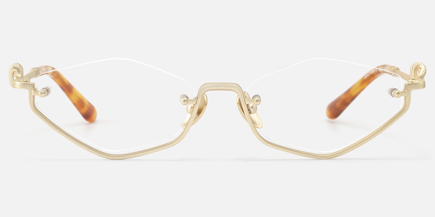 Niseko - Matte Brushed Gold Geometric Glasses | Vooglam Angle View