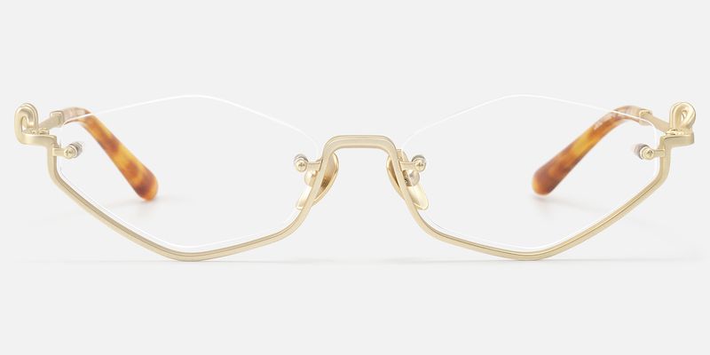 Niseko - Matte Brushed Gold Geometric Glasses | Vooglam