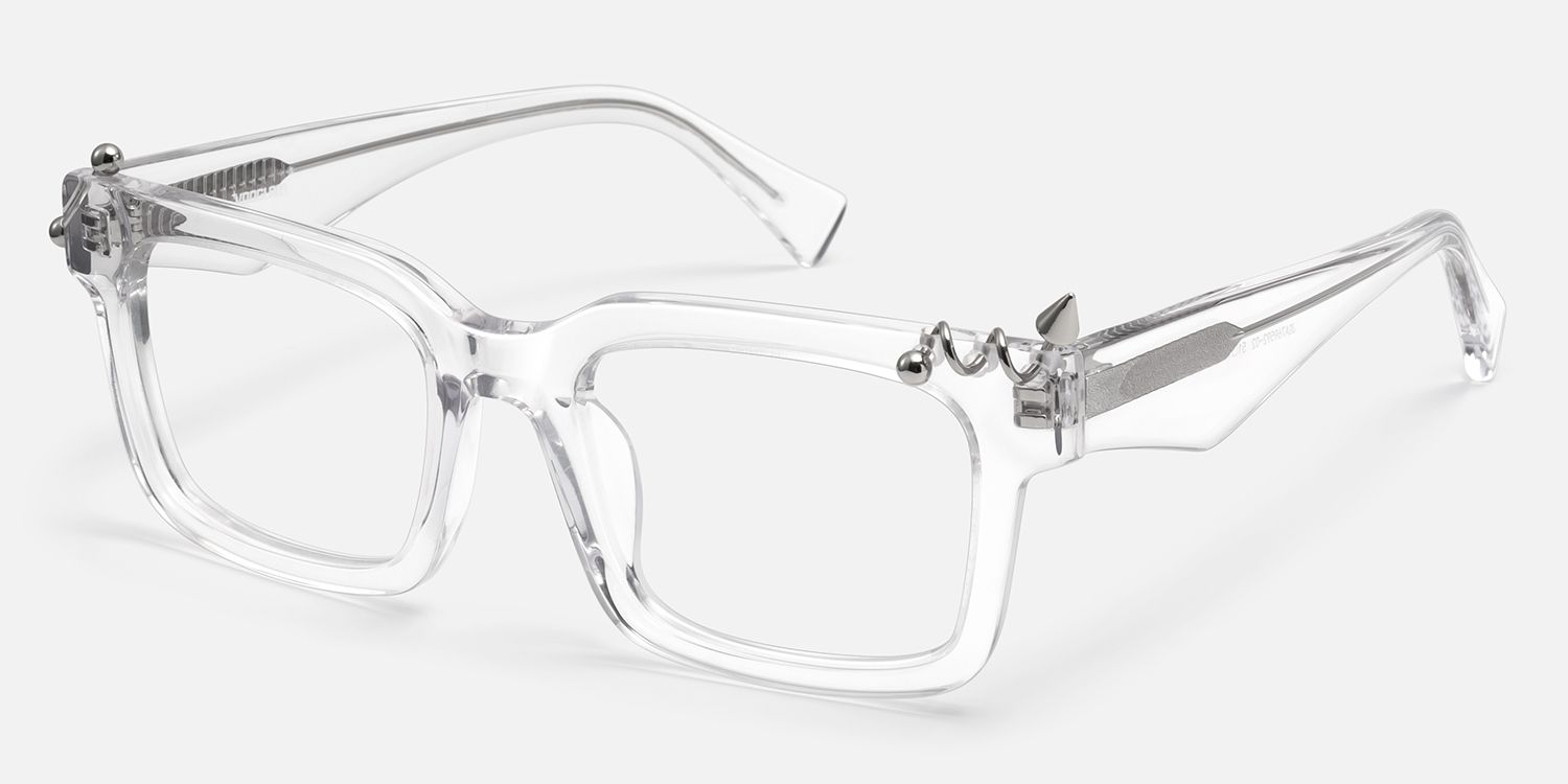 Spike - Rectangle Transparent Eyeglasses | Vooglam Front View