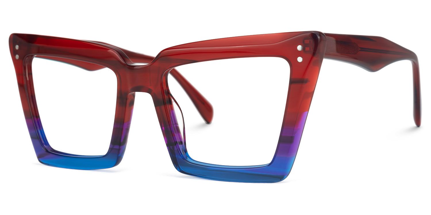 Eduardo - Square Blue/Red Eyeglasses | Vooglam Front View