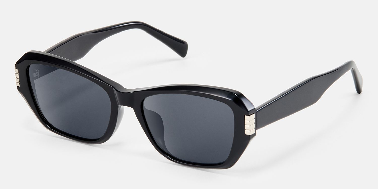 Flicker - Geometric Black Sunglasses | Vooglam Front View