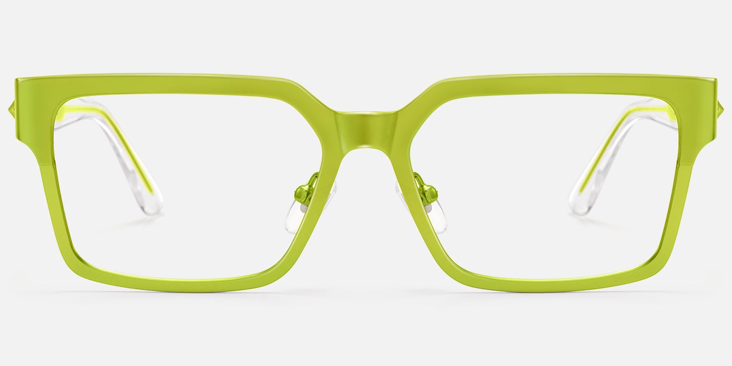 Vector - Matte Green Metal Star Temple Glasses by Vooglam - Angle View