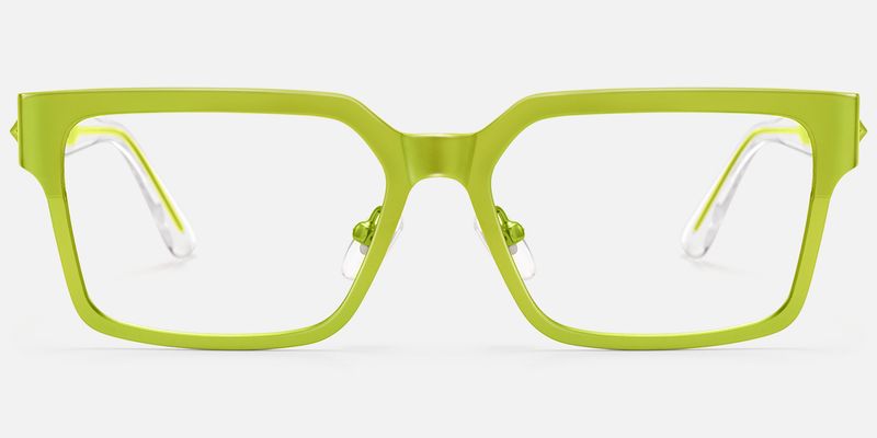 Vector - Matte Green Metal Star Temple Glasses by Vooglam