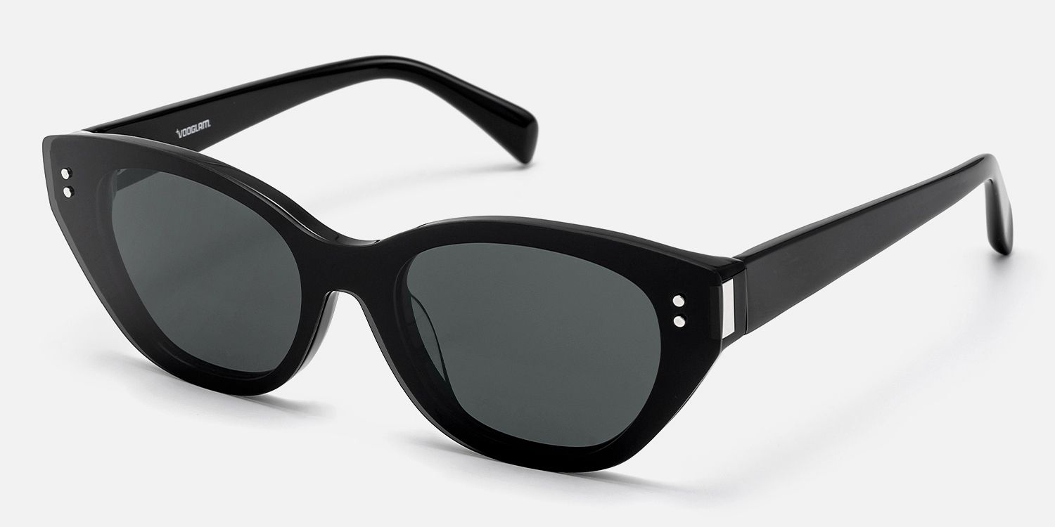 Cicely - Black Cat Eye Sunglasses | Vooglam Front View