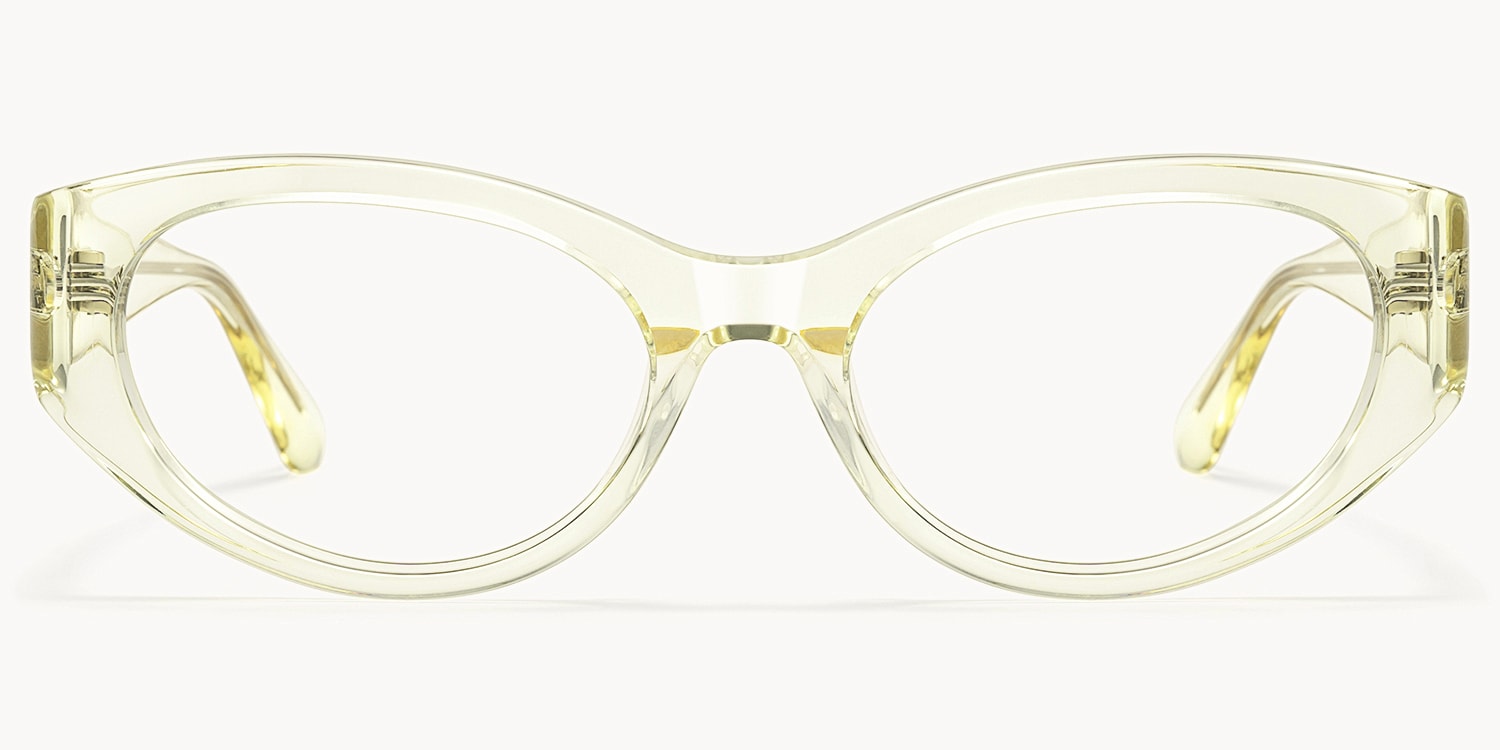 Drizzle - Oval Yellow Eyeglasses - 1