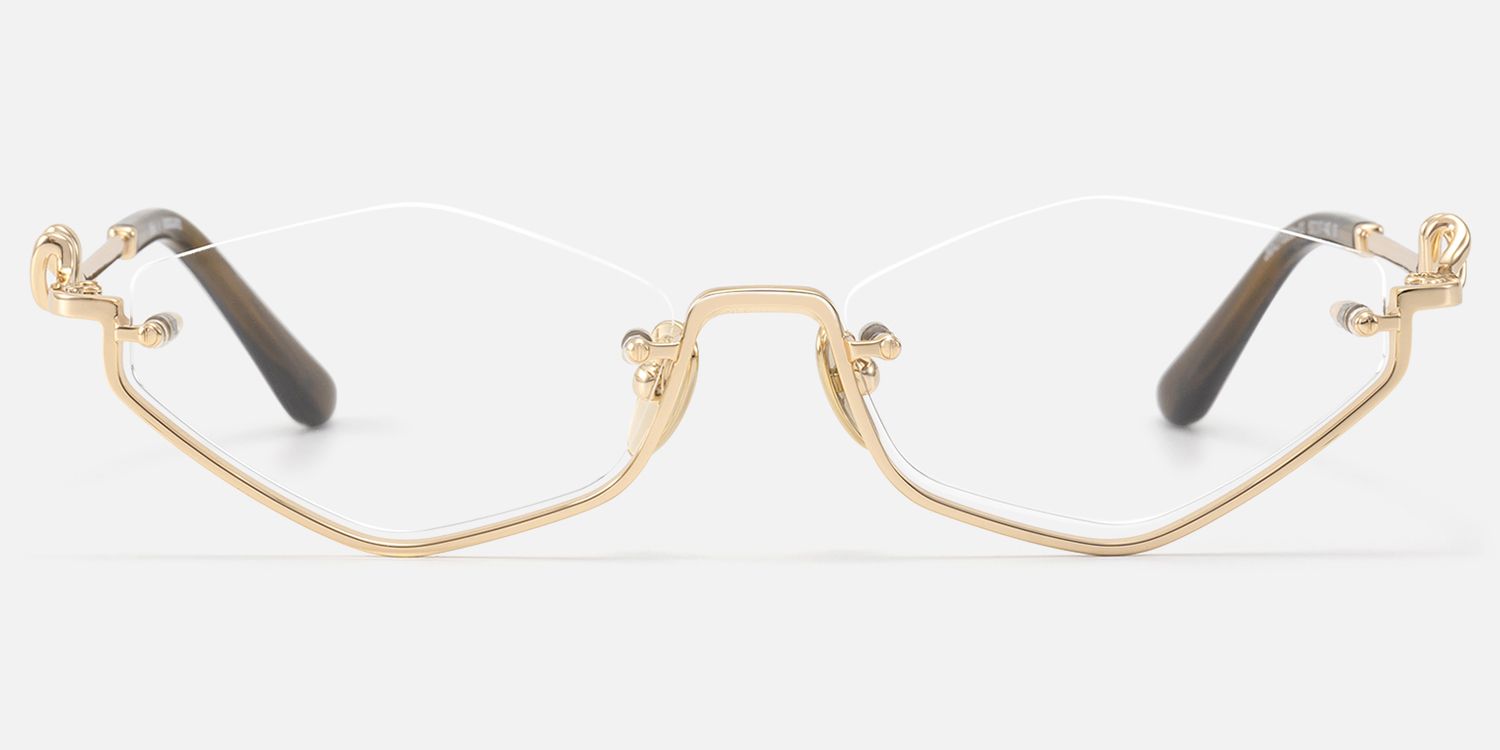 Niseko - Champagne Gold Octagon Half Rim Glasses | Vooglam Angle View