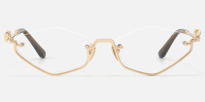 Niseko - Champagne Gold Octagon Half Rim Glasses | Vooglam