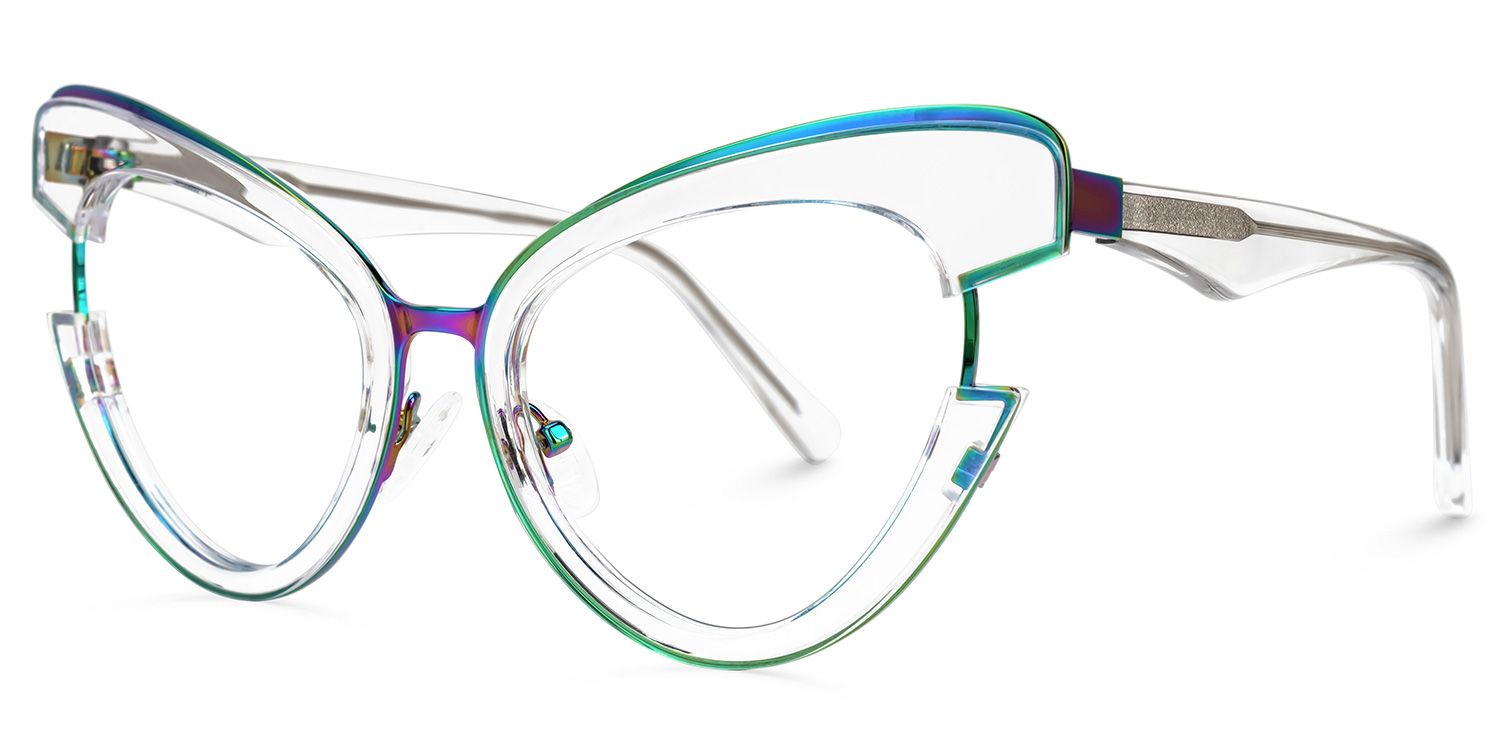 Jazzy - Cat Eye Crystal Eyeglasses by Vooglam - Front View