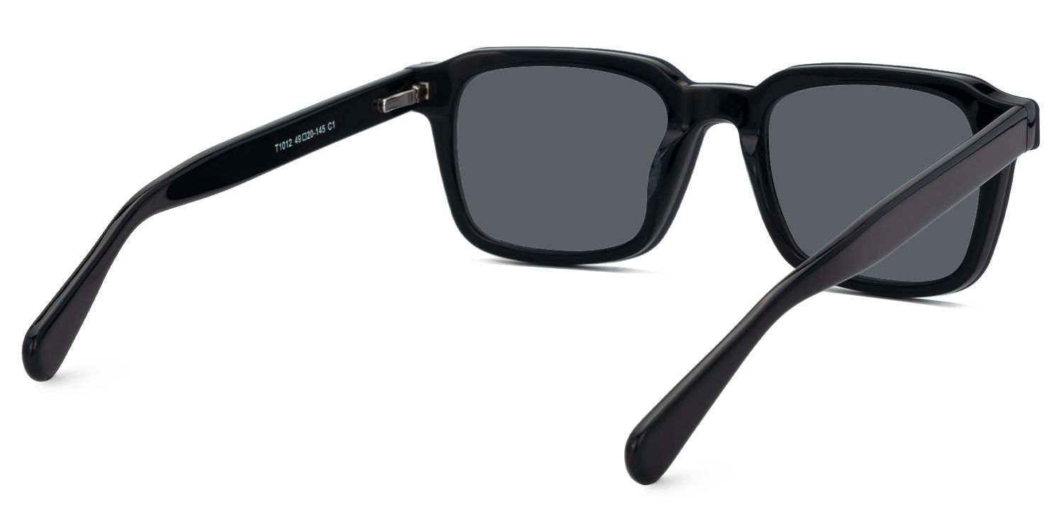 Nafisa - Rectangle Black Sunglasses by Vooglam - Product View 4