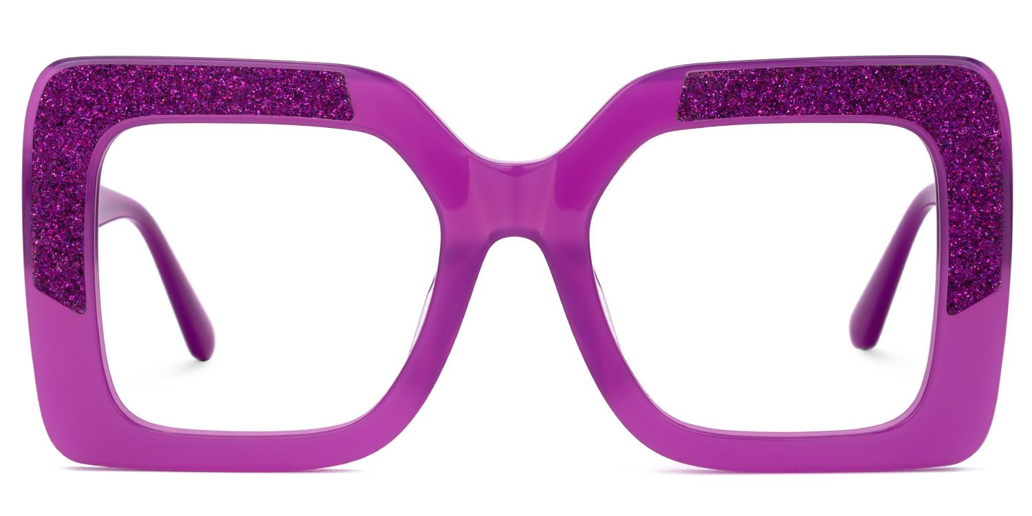Hakeem - Square Purple Eyeglasses | Vooglam Angle View