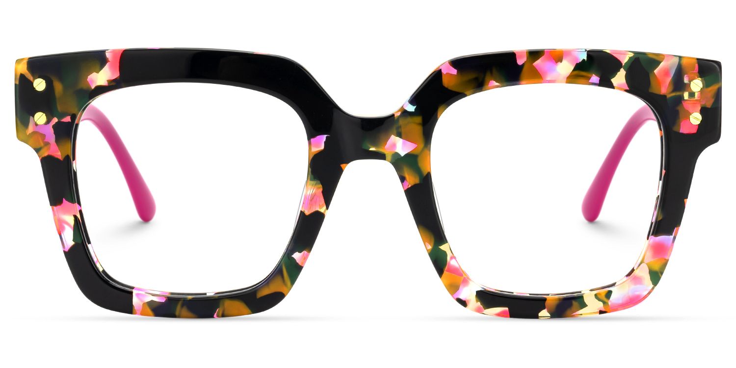 Najwa - Square Floral Eyeglasses | Vooglam Angle View