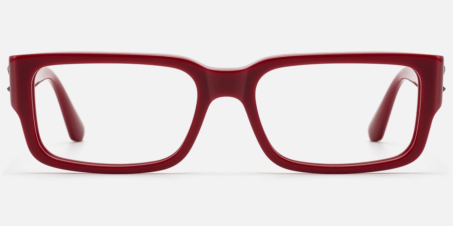 Drexen - Dark Cherry Red Rectangle Eyeglasses | Vooglam Angle View