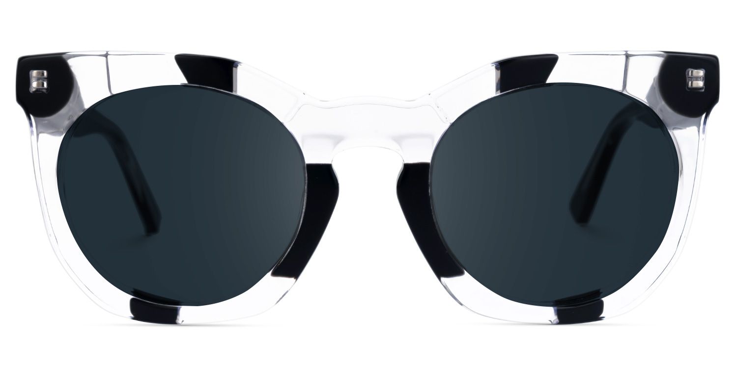 Deiondre - Round Crystal/Black Sunglasses | Vooglam Angle View