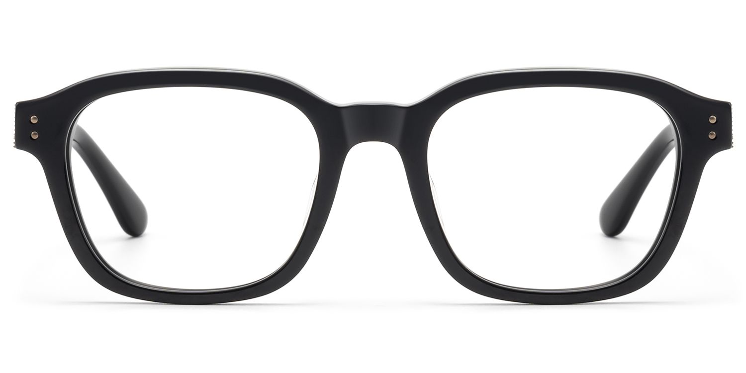 Frame Size of Rainier - Black Acetate Zipper Square Glasses | Vooglam
