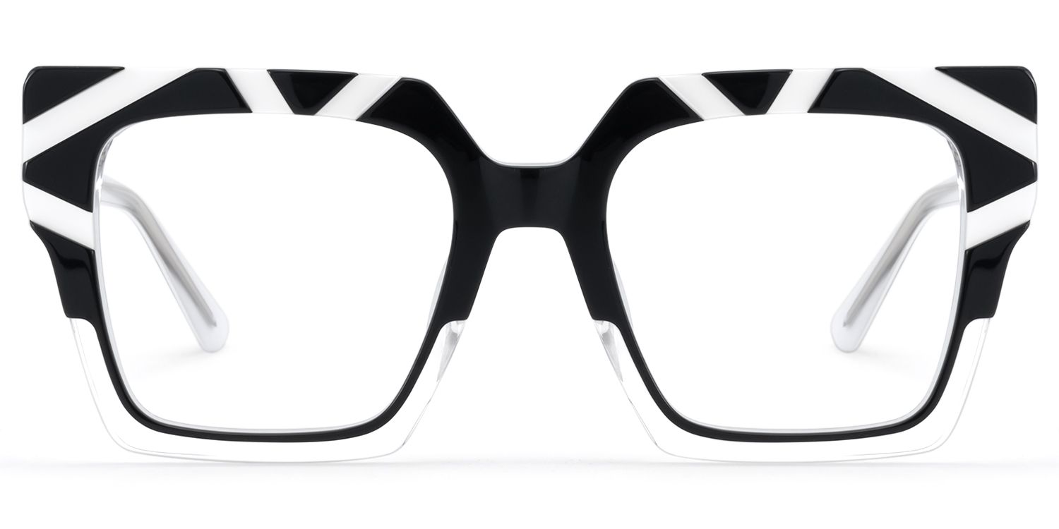 Frame Size of Darius - Square Black/White Eyeglasses | Vooglam