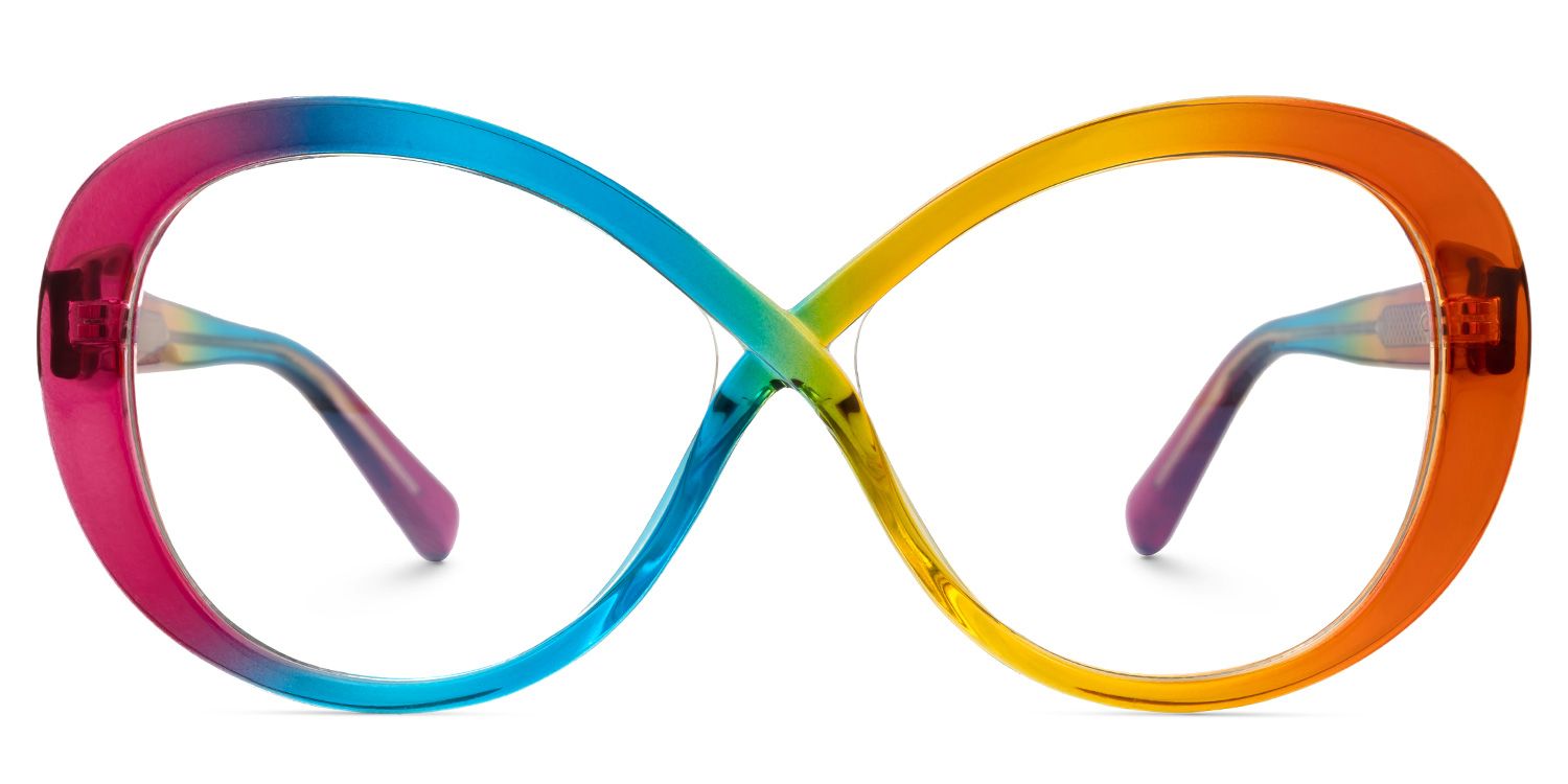 Serena - Oval Multicolor Eyeglasses | Vooglam Angle View