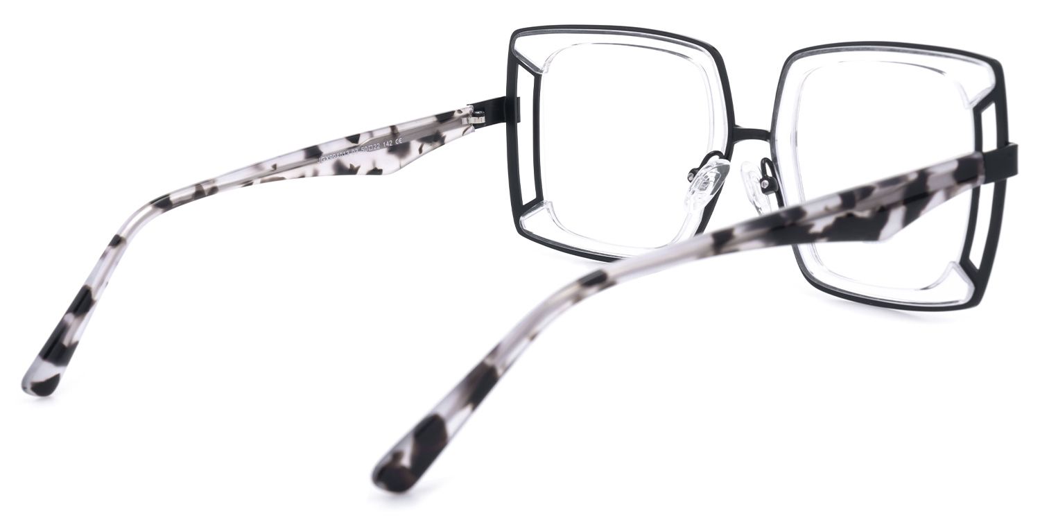 Electelm - Square Black/Crystal Eyeglasses | Vooglam Side View
