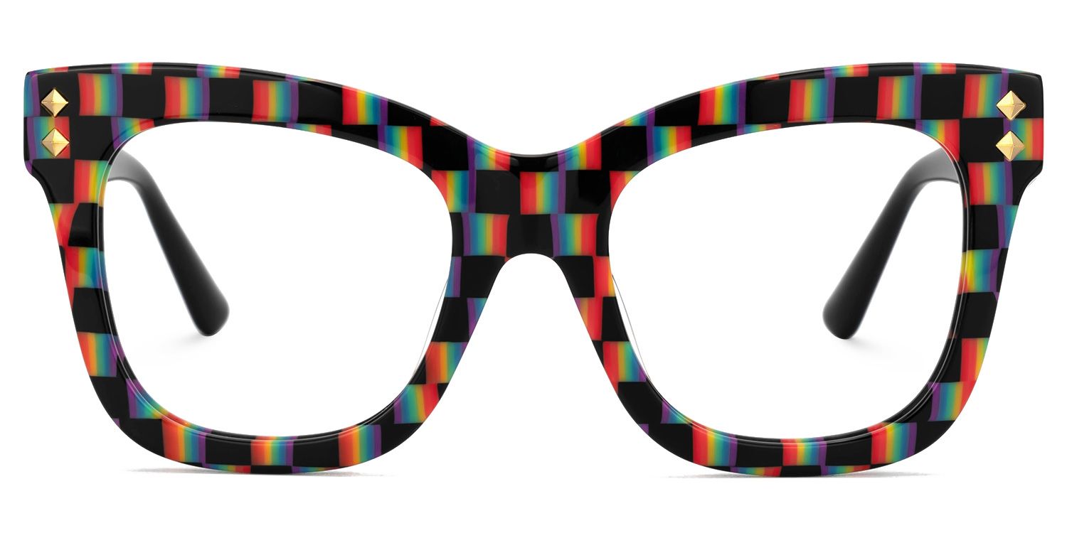 Faustyna - Square Multicolor Eyeglasses | Vooglam Angle View