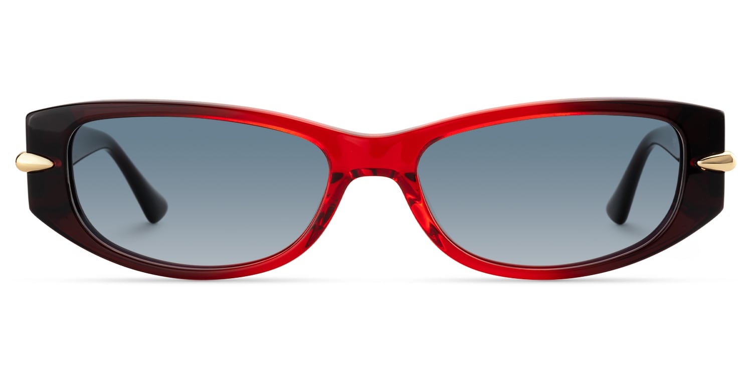 Erica - Rectangle Red Sunglasses - 1