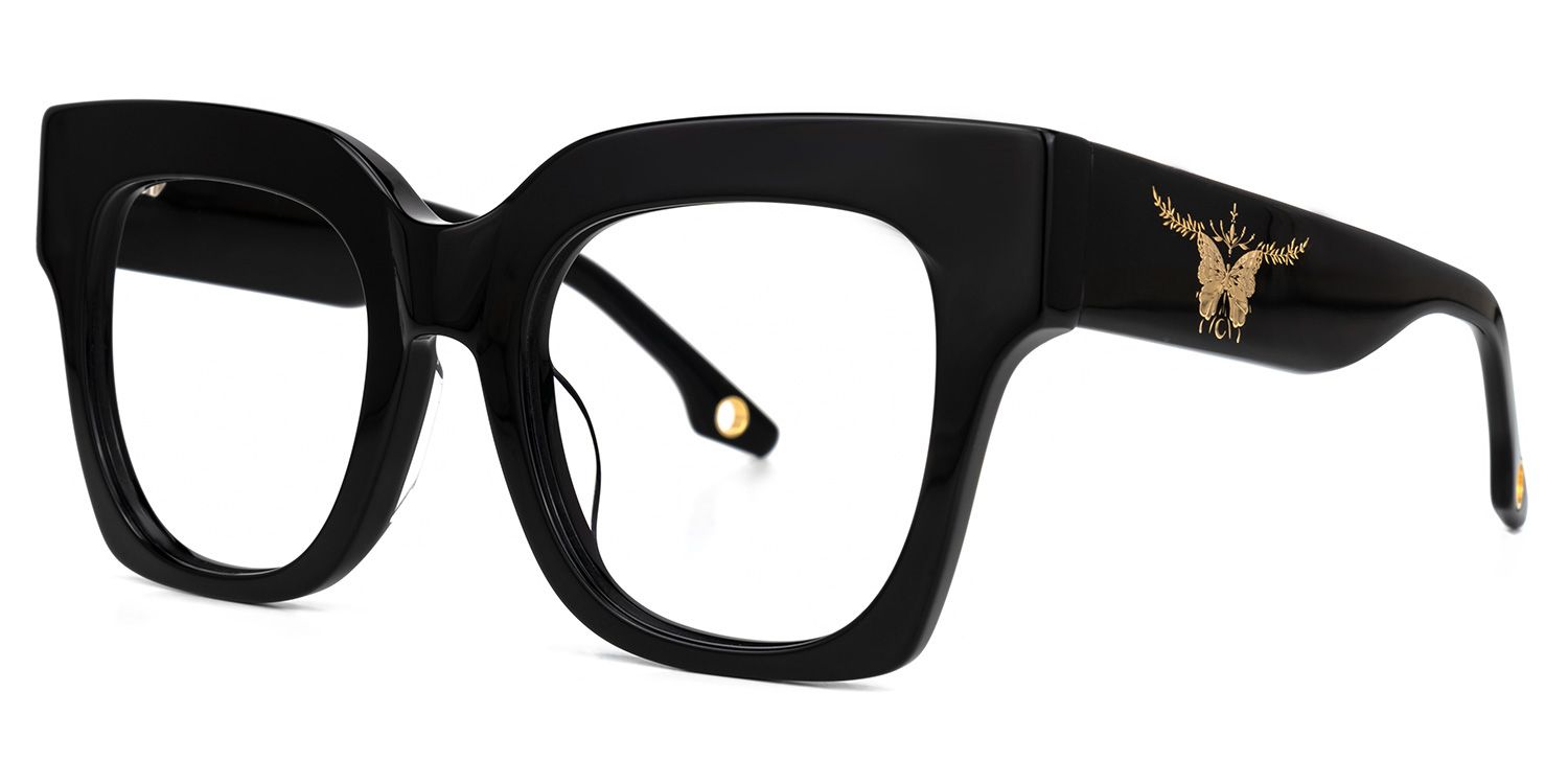 Egle - Square Black Eyeglasses | Vooglam Front View