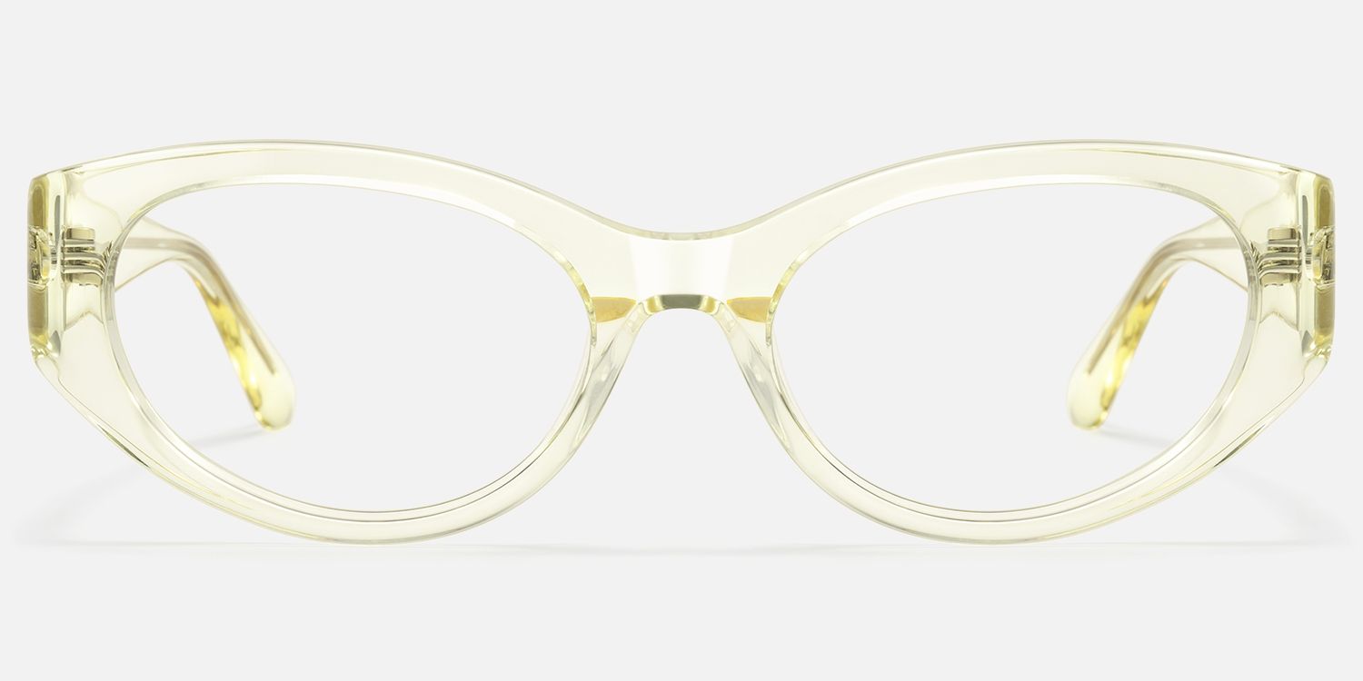 Drizzle - Oval Yellow Eyeglasses | Vooglam Angle View