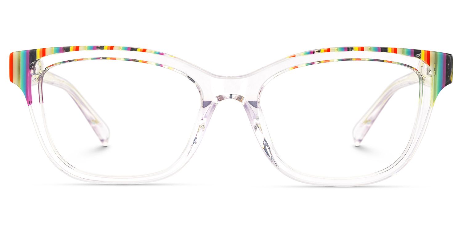 Welty - Rectangle Multicolor Eyeglasses | Vooglam Angle View