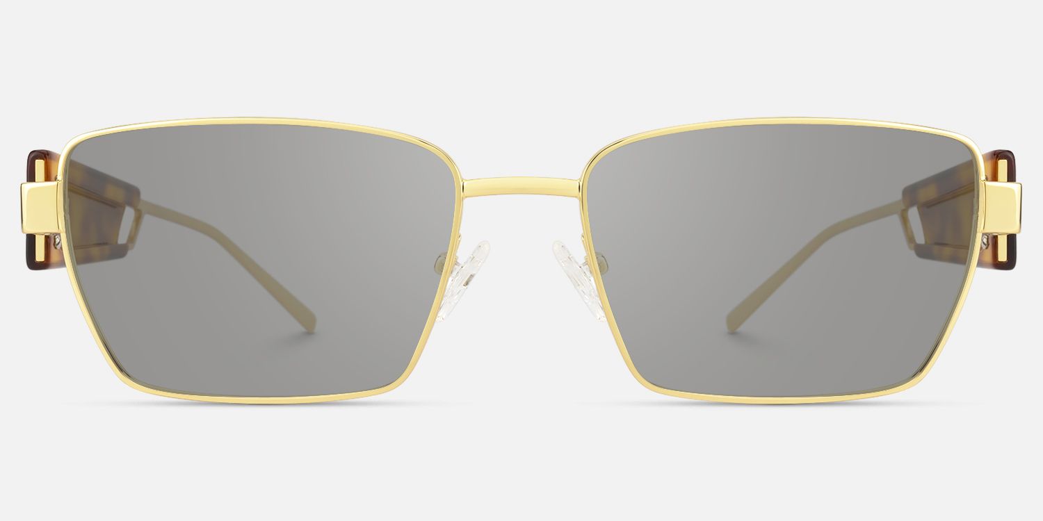 Rogue - Rectangle Gold Sunglasses | Vooglam Angle View
