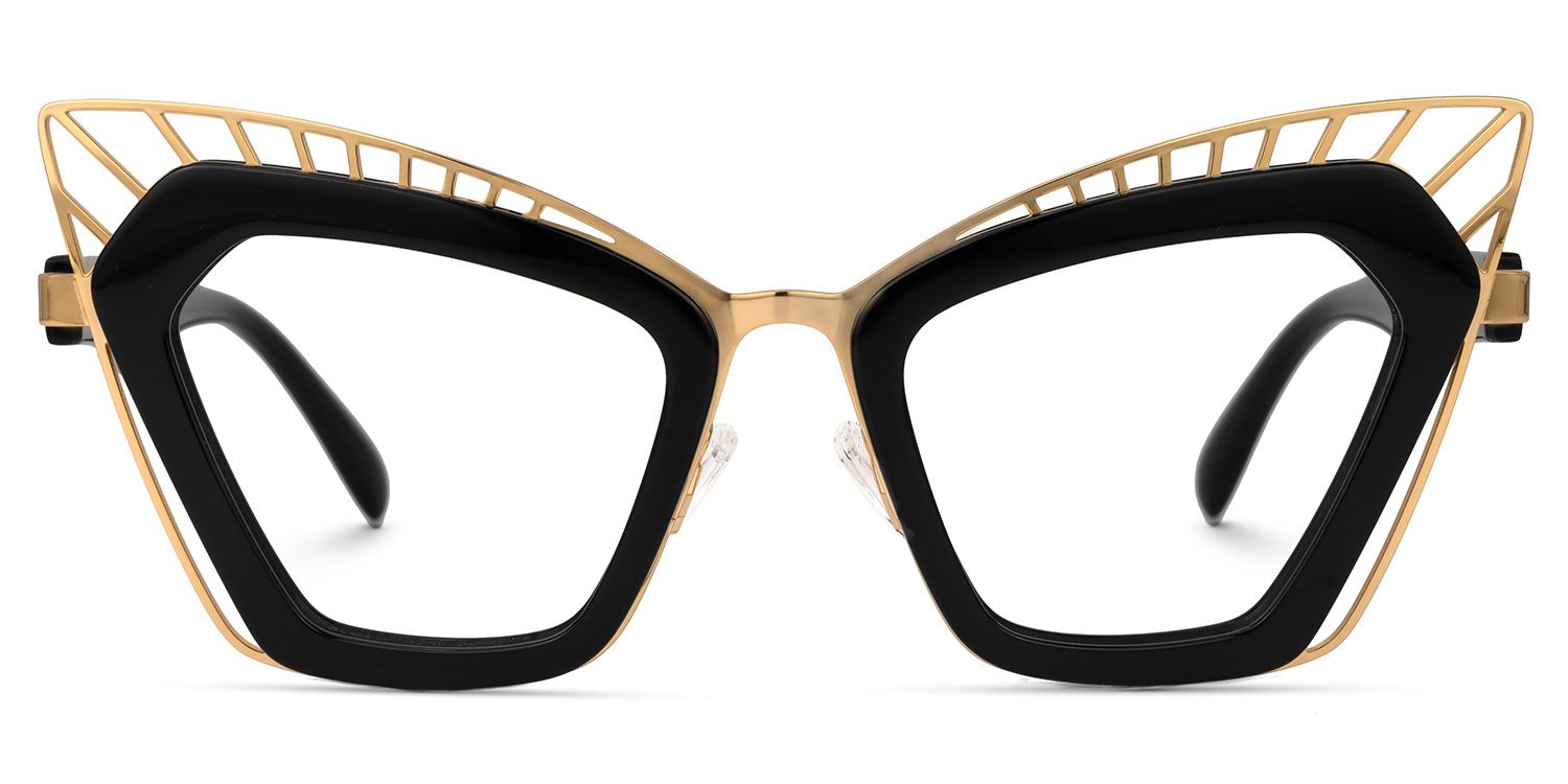 Deiter - Cat Eye Black/Gold Eyeglasses | Vooglam Angle View