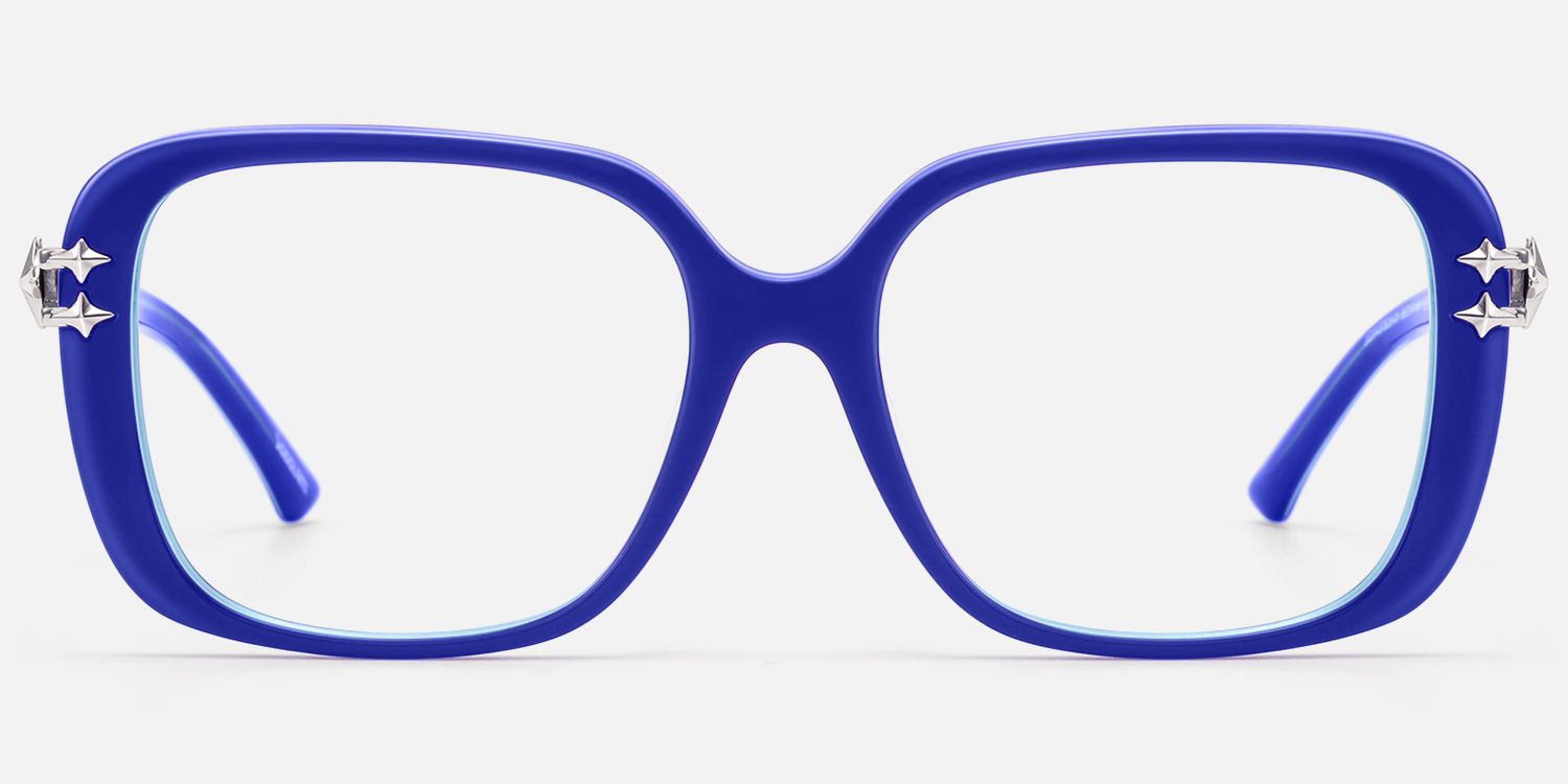 Nova - Bright Blue Star Deco Double Wire Glasses by Vooglam - Angle View