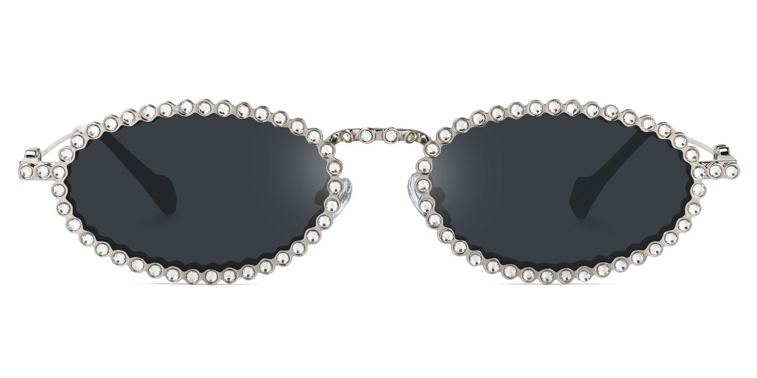Eliada - Oval Grey Sunglasses | Vooglam Angle View
