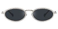Eliada - Oval Grey Sunglasses | Vooglam Angle View