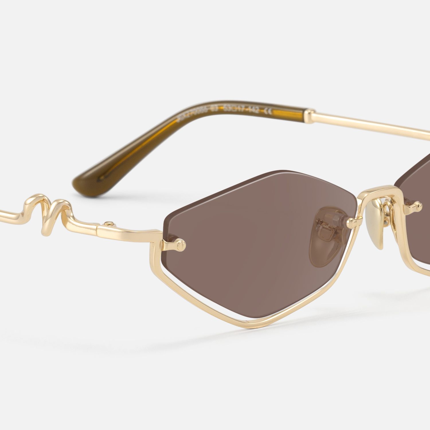 Niseko - Rose Gold Octagon Brown Tinted Sunglasses | Vooglam Design Details
