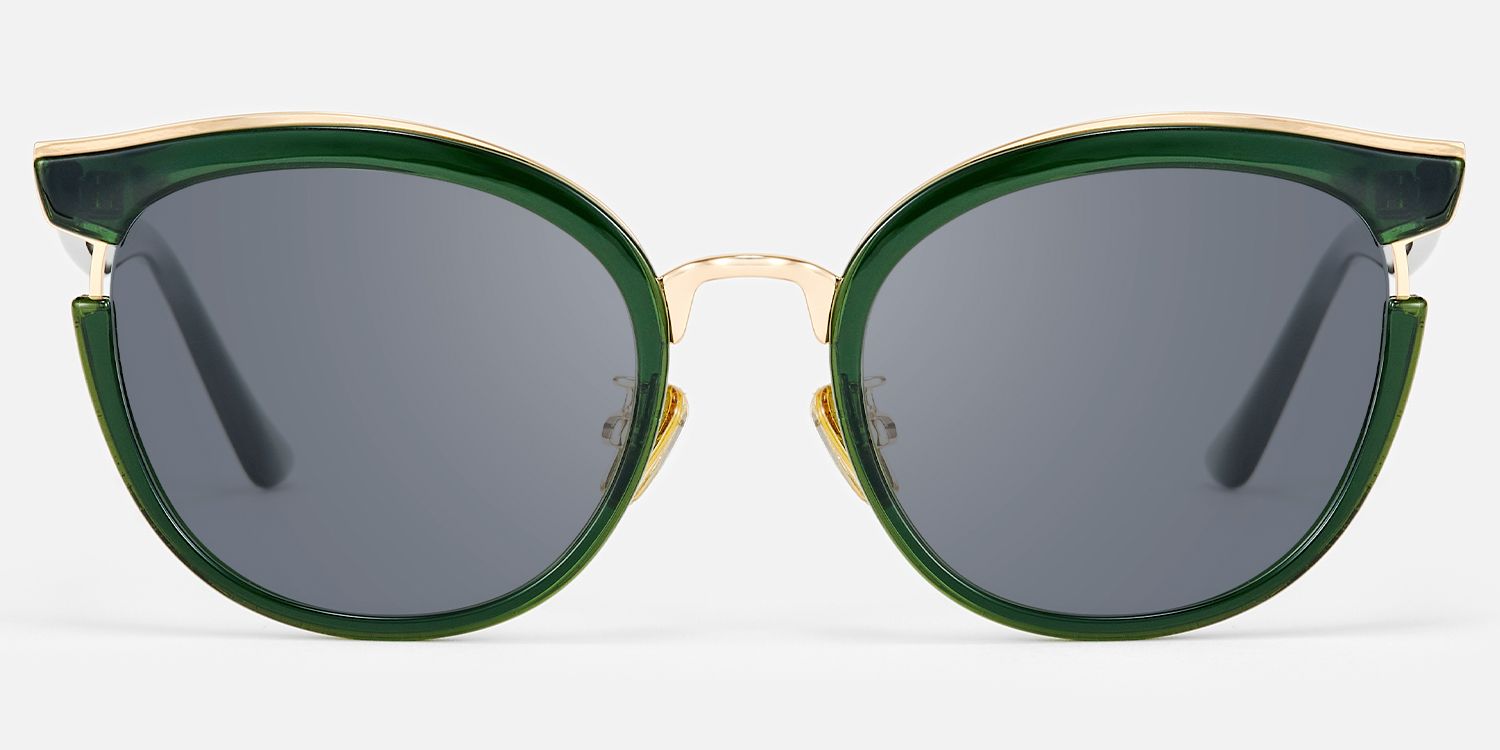 Retro Classic Hunter Green Sunglasses Cat Eye Shape | Vooglam Angle View