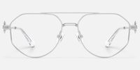 Aegis - Silver Thin Metal Aviator Glasses | Vooglam Angle View