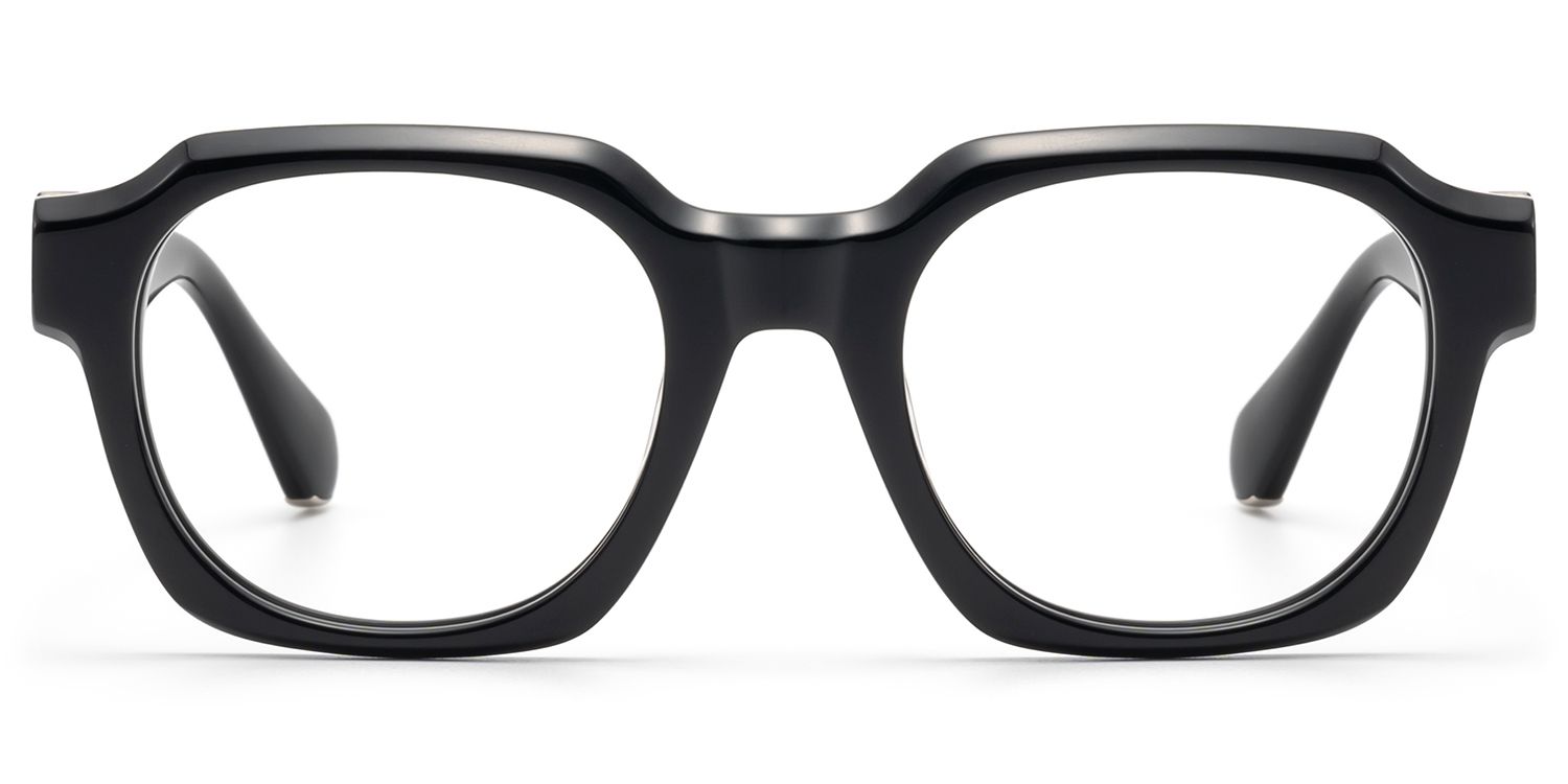 Frame Size of Vernon - Glossy Black Gothic Hexagon Glasses | Vooglam