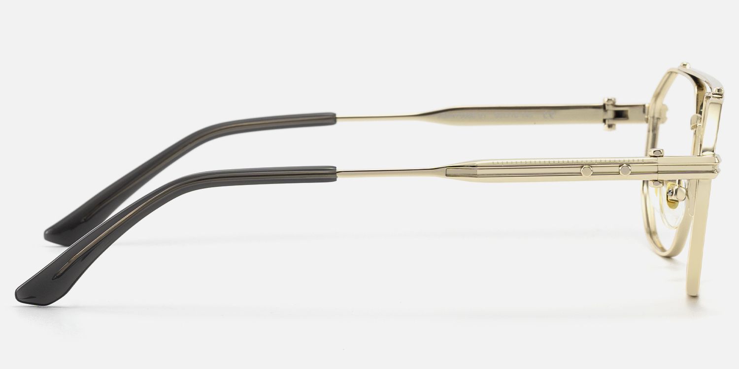 Ando - Gold Geometric Aviator Scale Glasses | Vooglam Side View