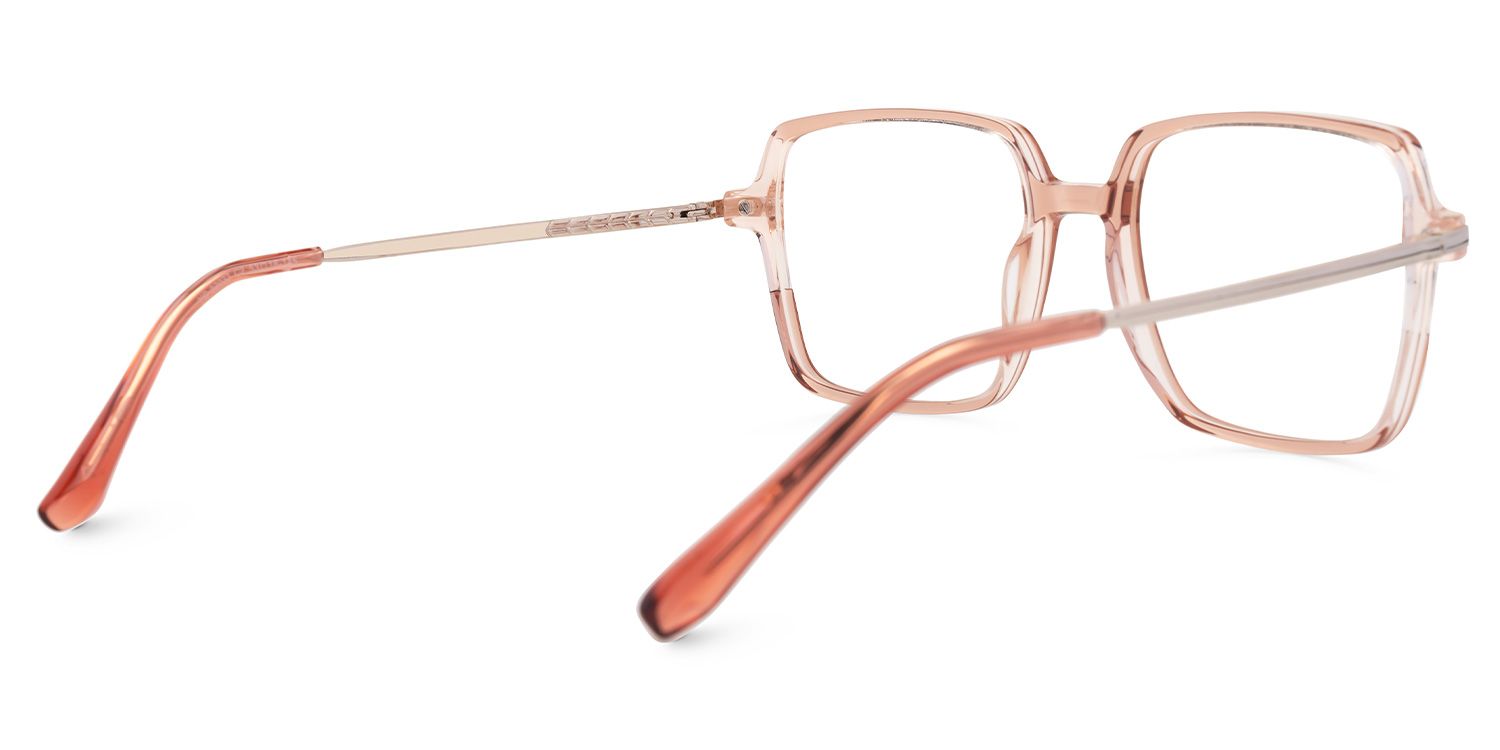 Elouan - Square Champagne Eyeglasses | Vooglam Side View