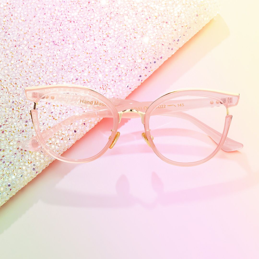 cat eye frames pink color