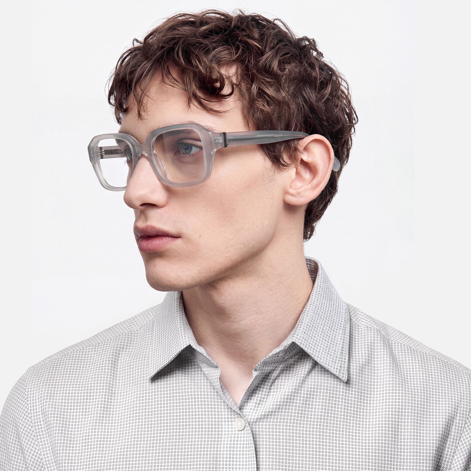 Mies - Translucent Silver Glasses with Screw Deco | Vooglam On Model 2