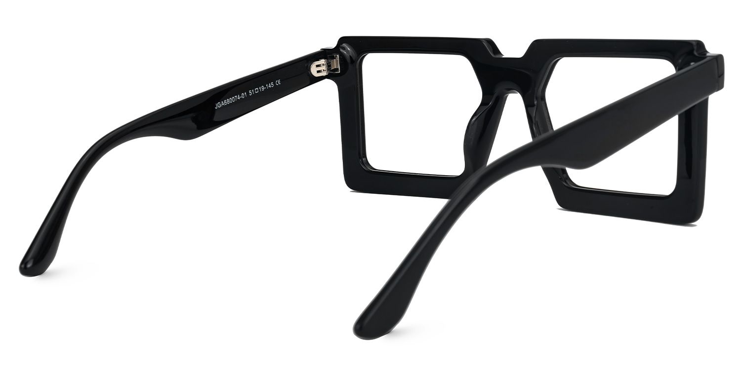 Ekavali - Square Black Eyeglasses by Vooglam - Side View