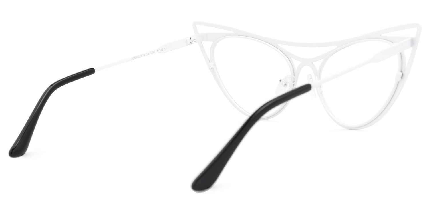 Elior - Cat Eye White Eyeglasses by Vooglam - Side View
