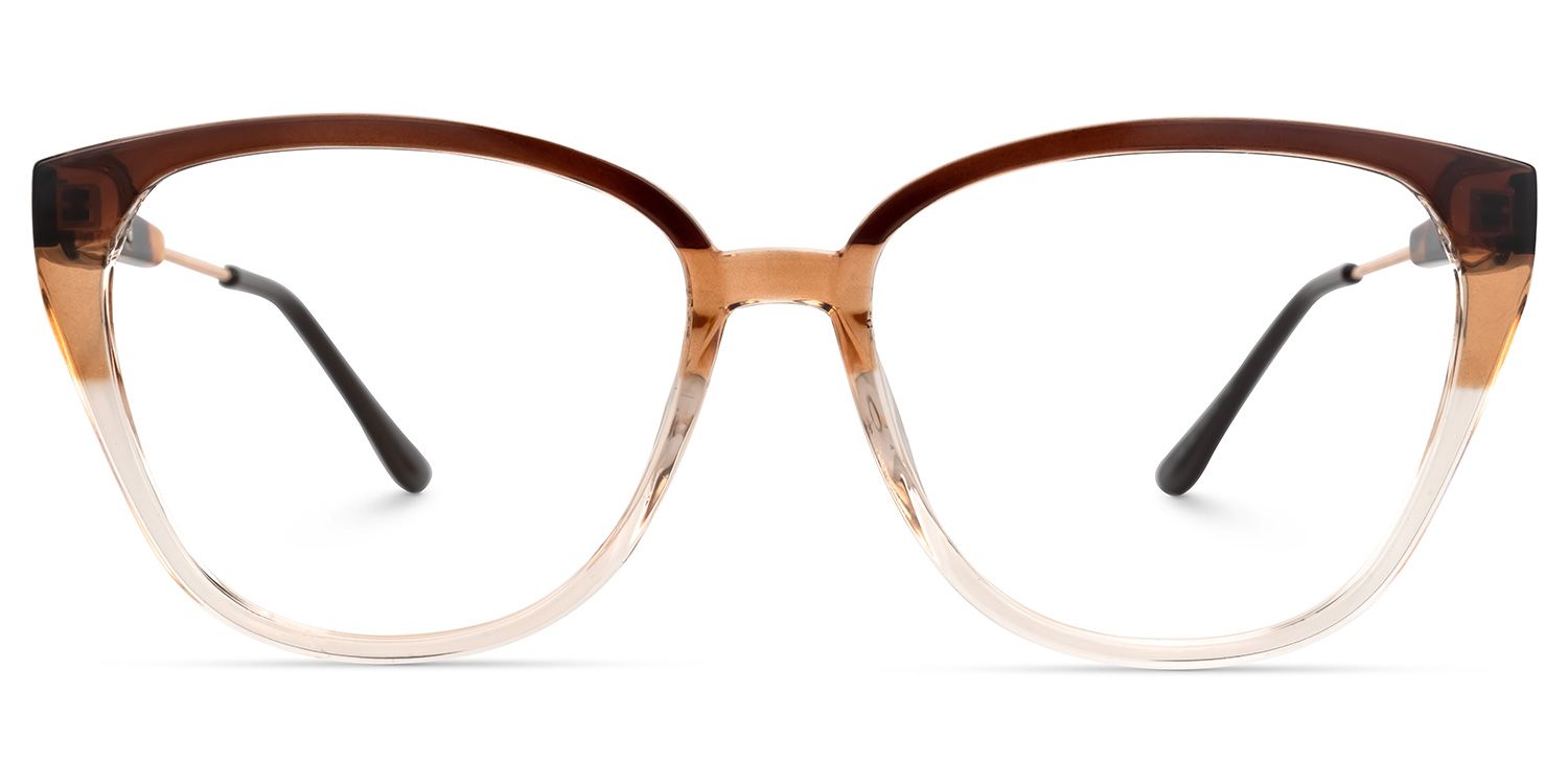 Eivor - Cat Eye Brown Eyeglasses | Vooglam Angle View