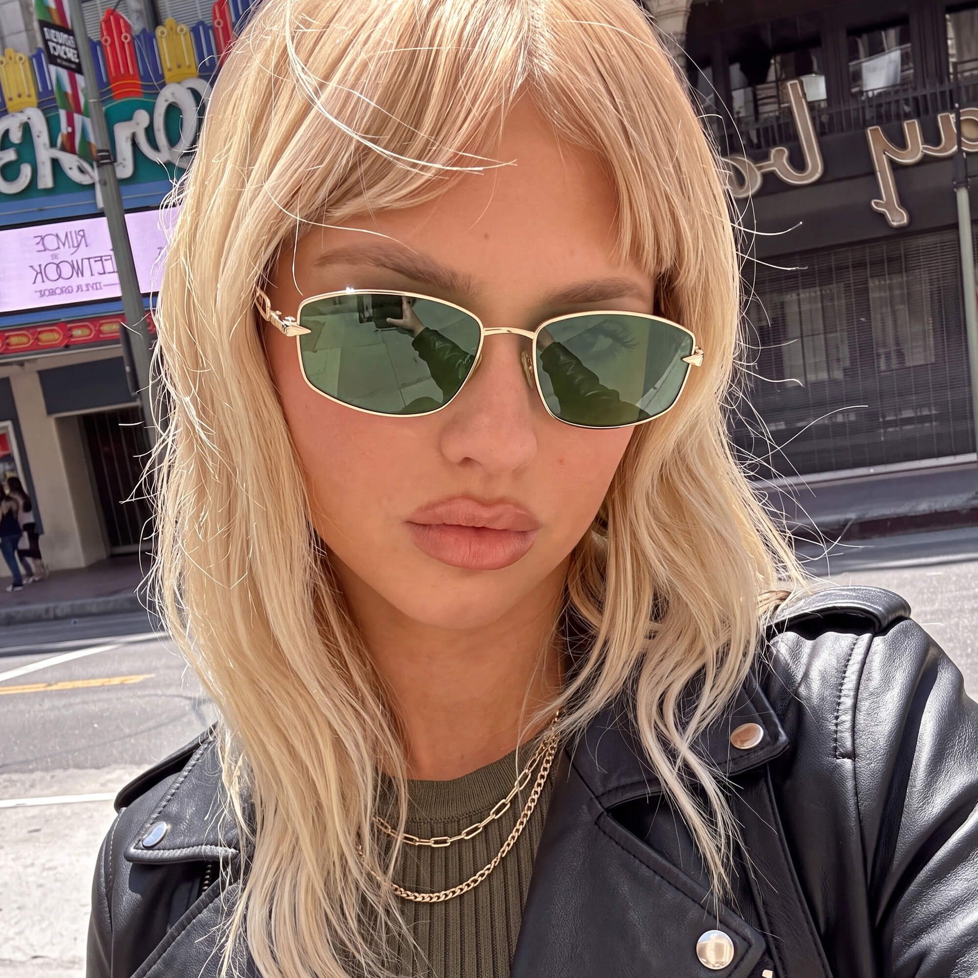 Explore the design story of Bladework - Dark Green Tint Narrow Sunglasses | Vooglam 2