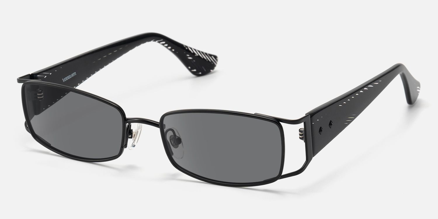 Wren - Effortlessly Cool Rectangle Black Sunglasses | Vooglam Front View