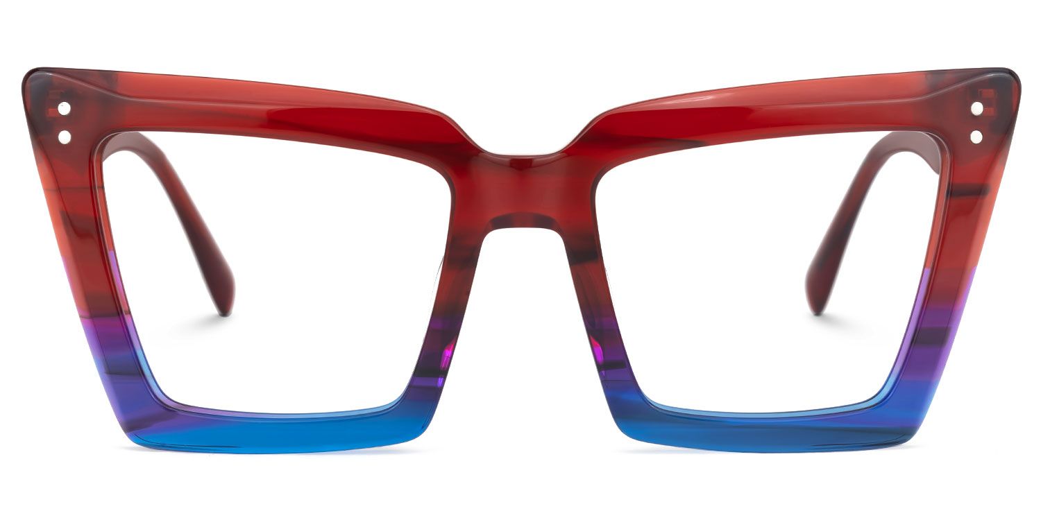 Eduardo - Square Blue/Red Eyeglasses | Vooglam Angle View